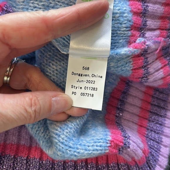 Lilly Pulitzer Verna Sweater Pom Pom Blue Pink Womens Crewneck Sz M - Picture 11 of 14